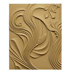 Wavy Floral Abstract wall decor Relief STL Mural CNC 428 3D model