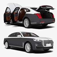 Hongqi H9 Flagship Luxury Executive Sedan Detailed Interior Animated Doors 3D Model