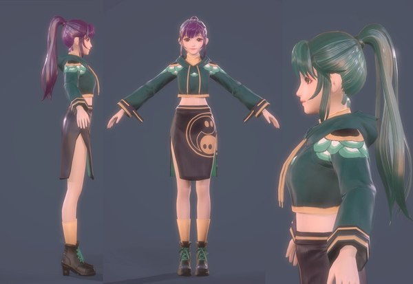 girl hair character 3D