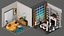 3D 30 Low poly Rooms Interiors 1000 plus unique Objects model
