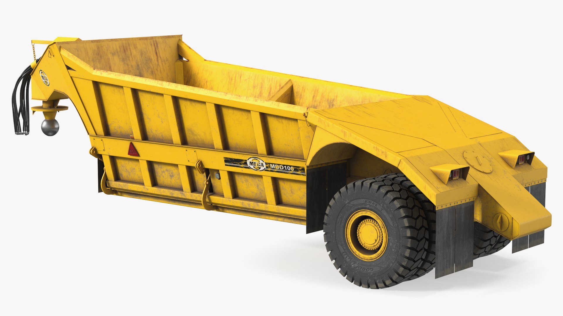 Mega Bottom Dump Trailer MBD100 Dirty Rigged 3D model preview