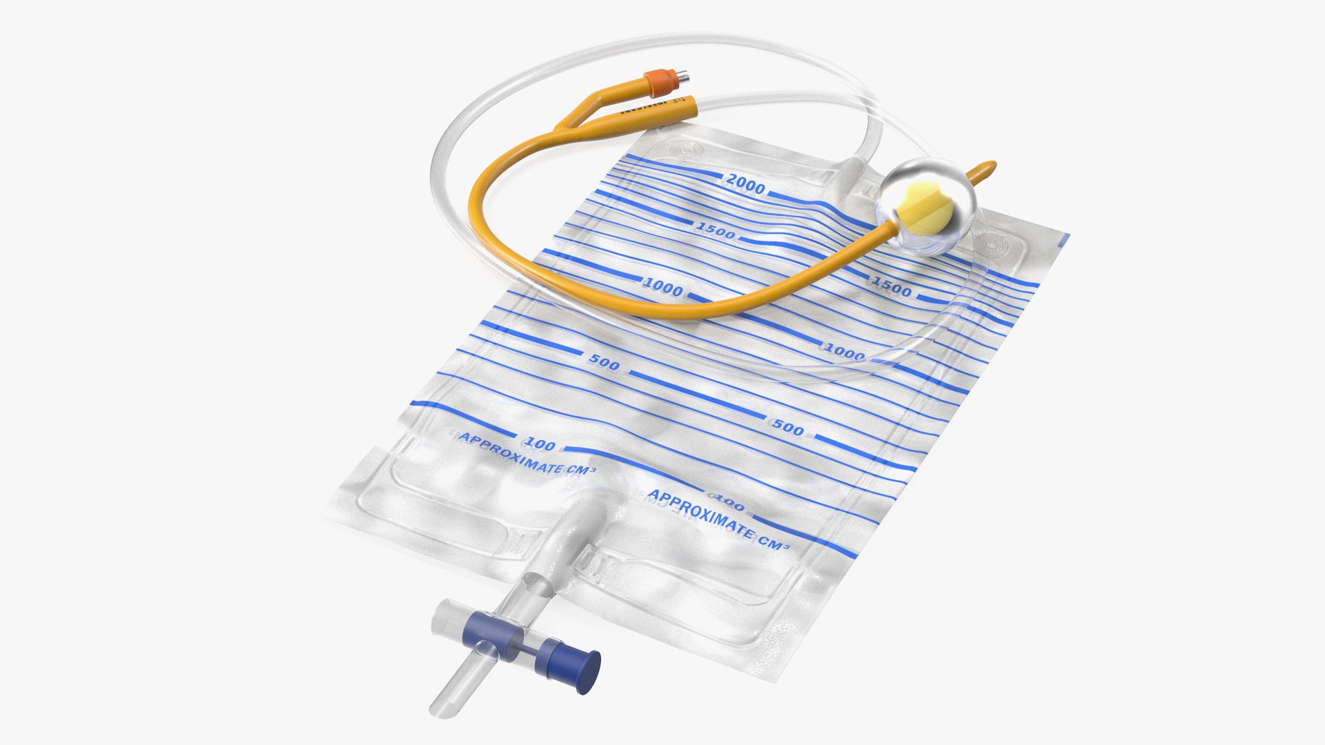 Premium Idealcare Siliconised Foley Catheter Gold 3D model preview