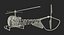 Light Helicopter Bell 47 Red 3D Model
