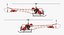 Light Helicopter Bell 47 Red 3D Model