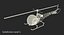 Light Helicopter Bell 47 Red 3D Model