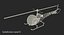 Light Helicopter Bell 47 Red 3D Model