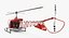 Light Helicopter Bell 47 Red 3D Model