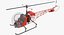 Light Helicopter Bell 47 Red 3D Model