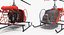 Light Helicopter Bell 47 Red 3D Model