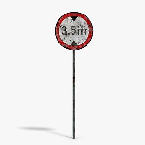 3D Damaged Max Height Sign model