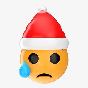 Emoji 098 Crying with tear and Santa hat 3D model