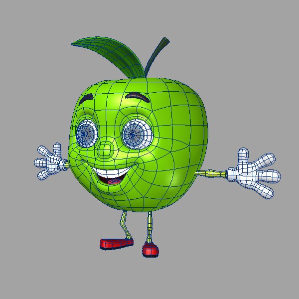 cartoon apple 3d model