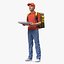 Food Delivery Man with Pizza Box Fur 3D model