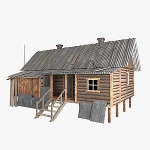 3D old hut house slum model