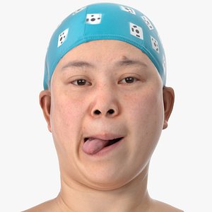 3D Mei Human Head Tongue Show Left AU19 Clean Scan model