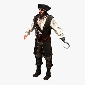 3D real-time rigged pirate 01