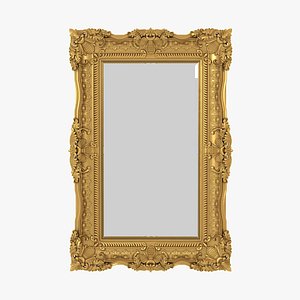 3D realistic baroque mirror picture frame model