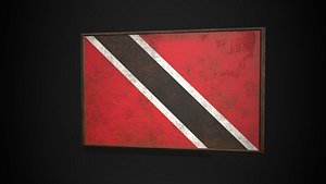 Old Picture Frame With Trinidad and Tobago Flag - Game Ready PBR Low-poly 3D Model