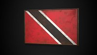 Old Picture Frame With Trinidad and Tobago Flag - Game Ready PBR Low-poly 3D Model