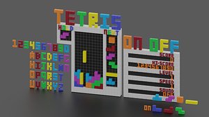 3D Cartoon Tetris Bricks Scene model