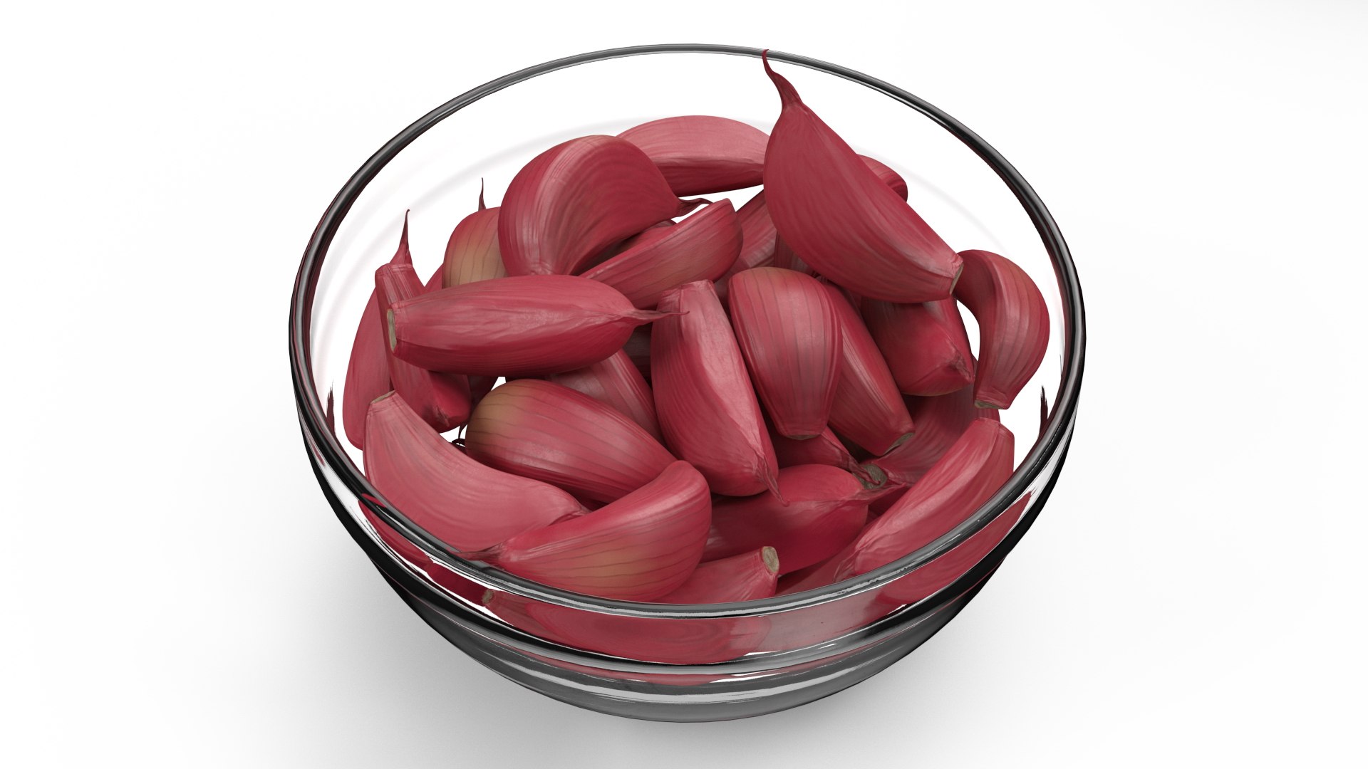 Garlic Clove Bowl of Cloves Red 3D model preview