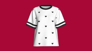 3D model Girls Allover Heart Print T-Shirt