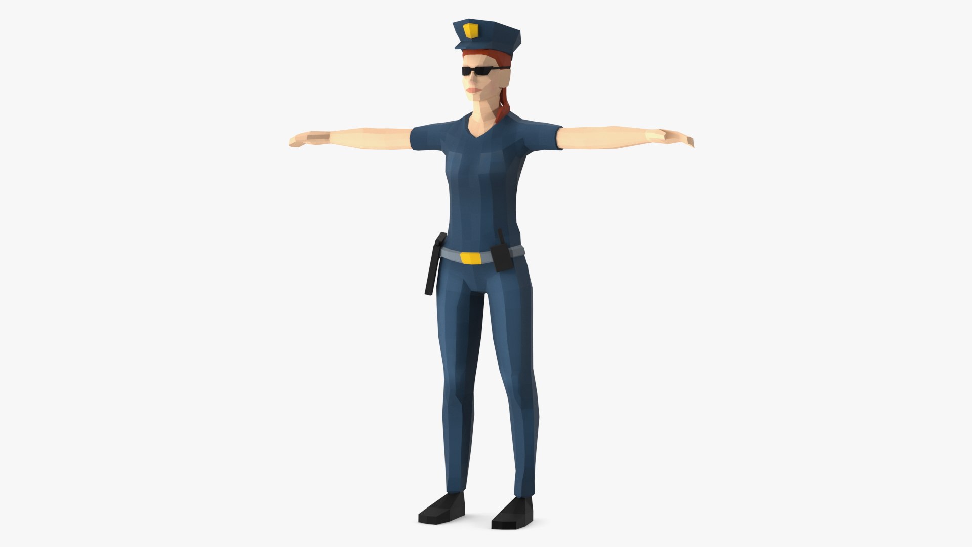 Policewoman Low Poly Rigged 3D model preview