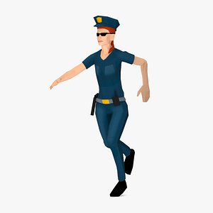 3D Policewoman Low Poly Rigged model