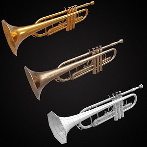 trumpet music instrument pbr 3D model