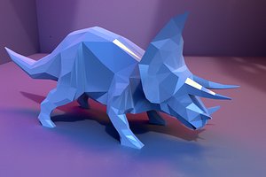 3D low-poly triceratops animations