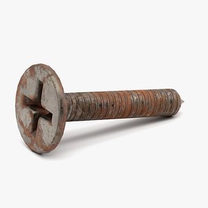 Screw - Rusty Self Tapping Flat Head Phillips - Game Ready 3D model