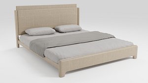 Comfortable bed in a minimalist style 3D model