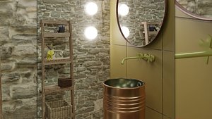 decoration decoration bathroom furniture sink mirror lamp 3D model model