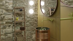 decoration decoration bathroom furniture sink mirror lamp 3D model