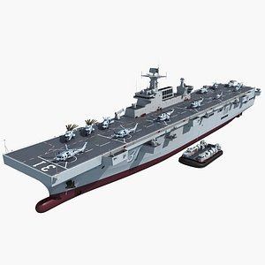 Chinese  Type 075 Amphibious Assault Ship with Helicopter 726 3D model