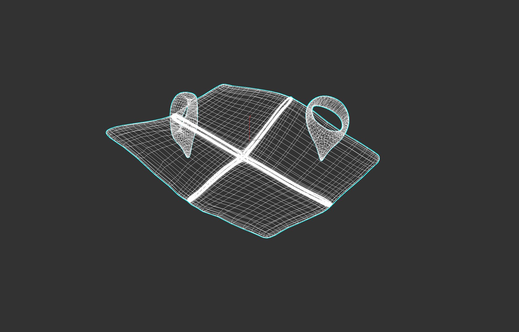 3D Map With Red Location Pin - TurboSquid 2390867
