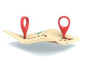 3D map with red location pin
