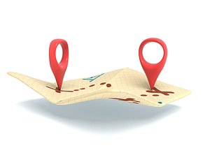 map with red location pin