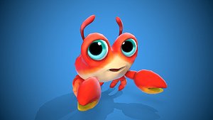 3D cartoon little crab model