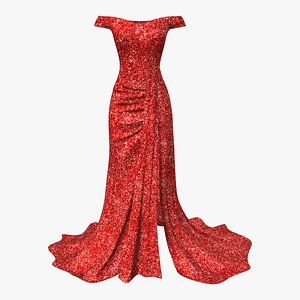Side Split Off Shoulder Bodycon Evening Dress
