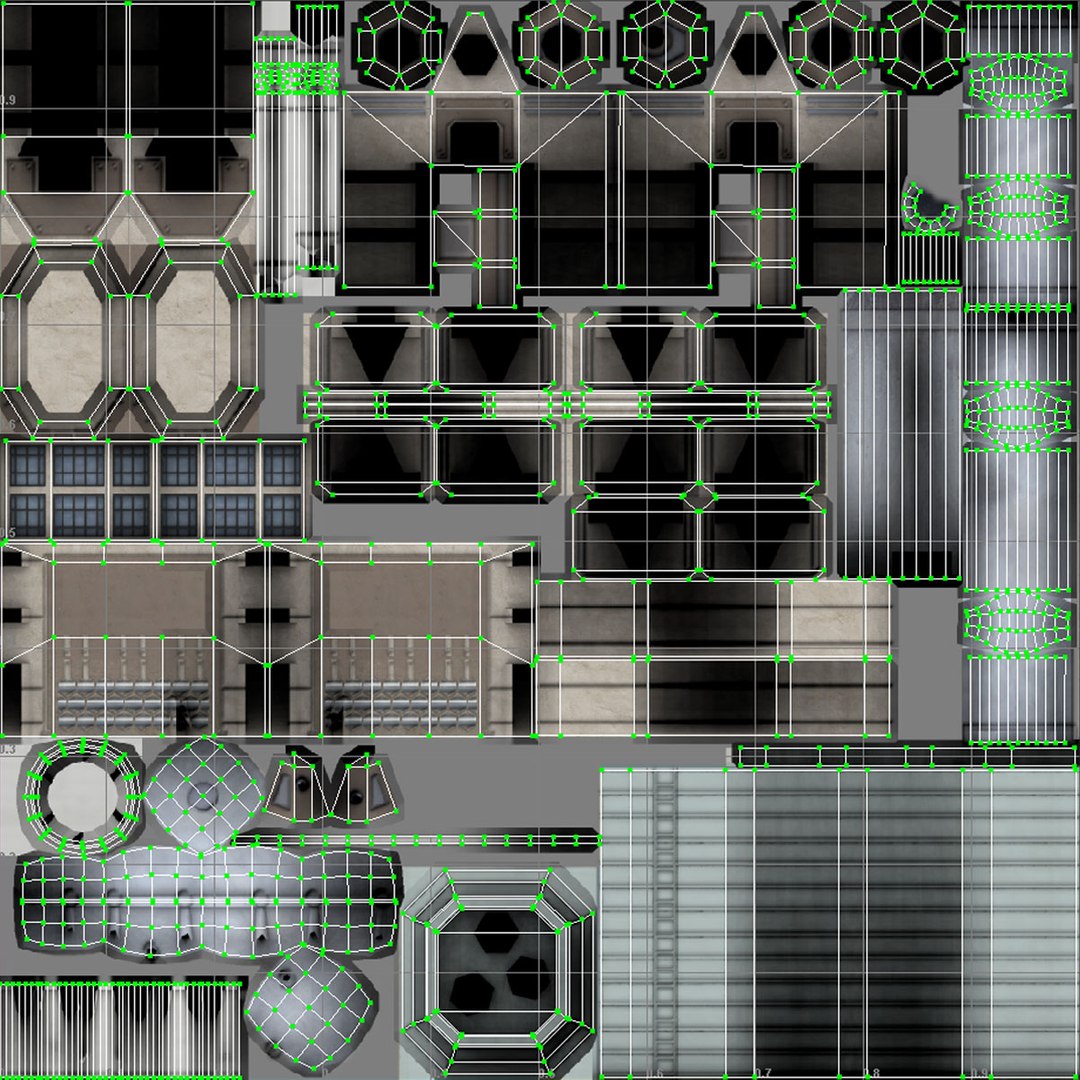 3d sci-fi refinery polys