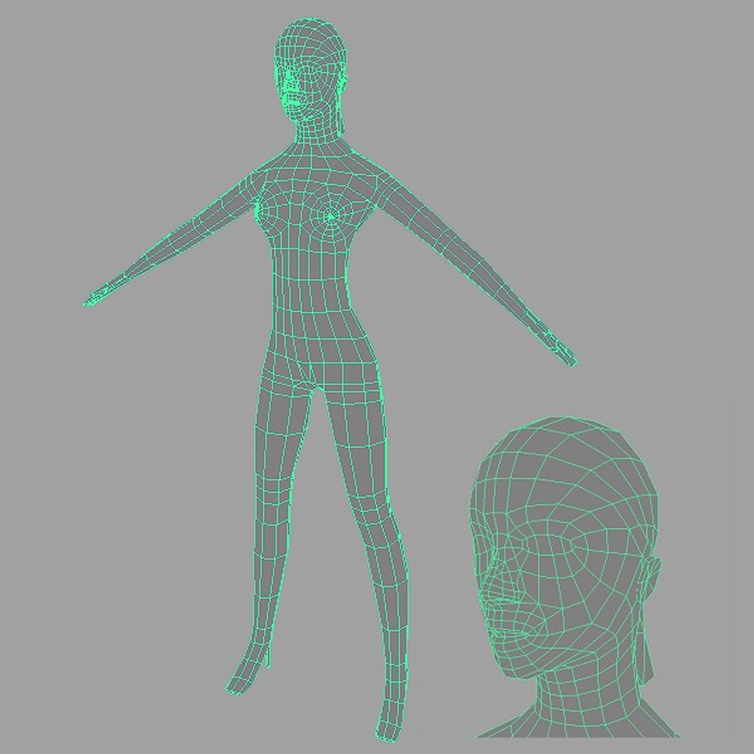 low-poly woman obj