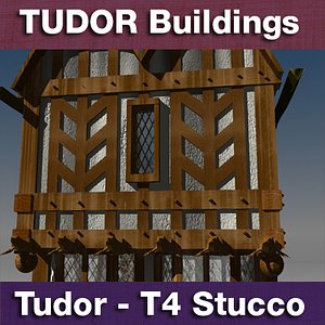 3d model t4 tudor style medieval building