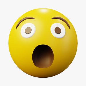 Suprised or Amazed Yellow Ball Emoticon Emoji or Smiley