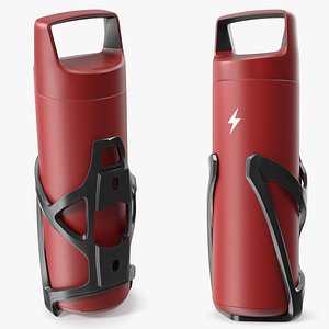 E-Bike Battery Bottle Shape with Mount Red 3D model
