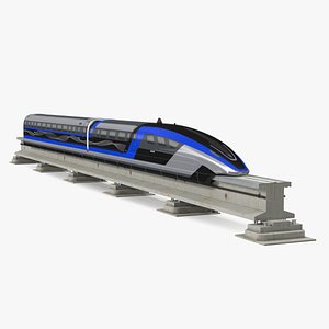 Chinese Maglev Bullet Train on Rail 3D model