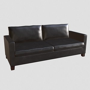 3d 3ds black leather couch