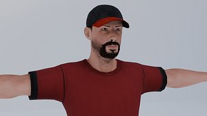 GameReady Male Character in Cap Stylized Low Poly