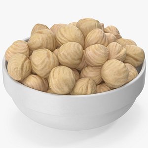 3D model Hazelnuts in White Bowl
