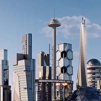 Futuristic sci-fi buildings kit